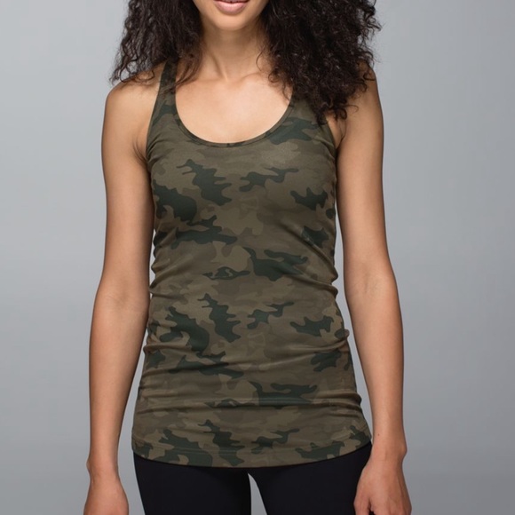 lululemon athletica Tops - Lululemon Cool Racerback Savasana Camo Fatigue Green